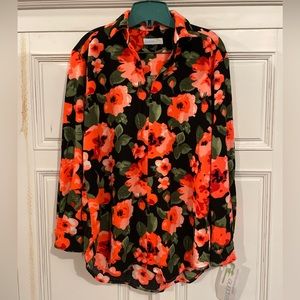 Seaplane long sleeved dress shirt (Size M) (Black & Orange)